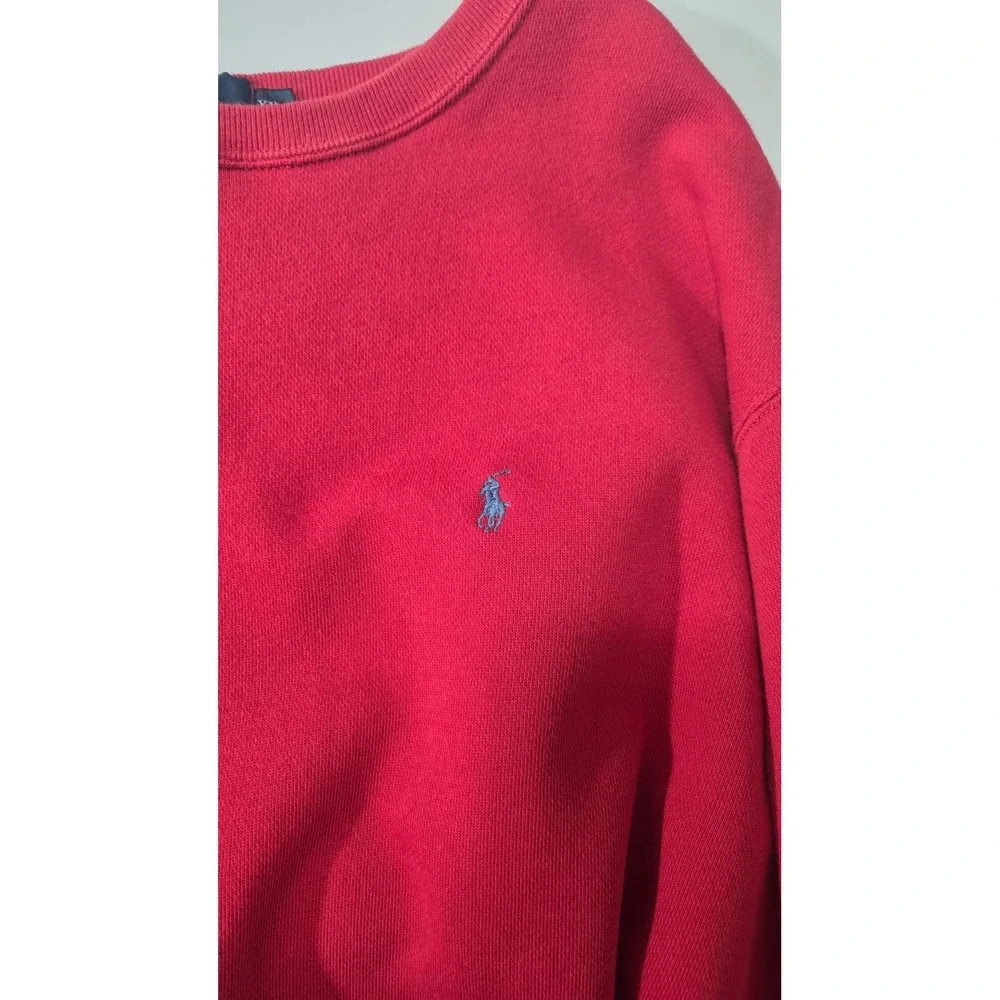 Vintage 90s Polo Ralph Lauren Red Crewneck Sweatshirt Mens XXL Blue Pony Logo‎
